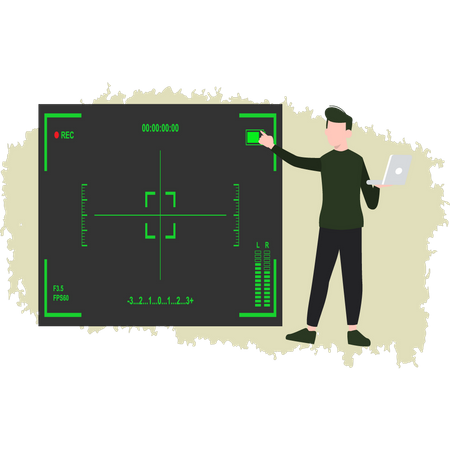 Militaire regardant l'écran radar  Illustration