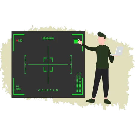 Militaire regardant l'écran radar  Illustration