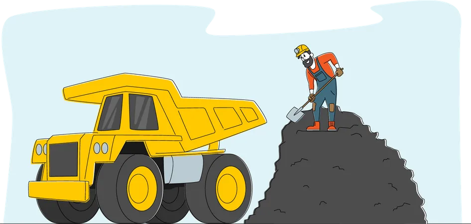 Mine truck depositing coal to the quarry  Illustration