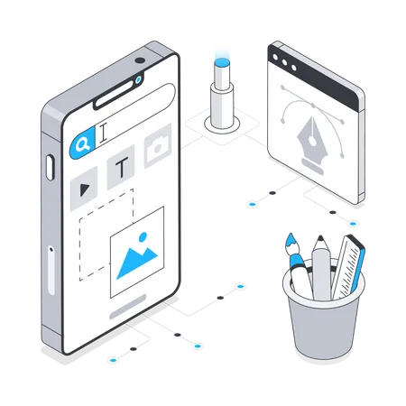 モバイルアプリの設計と開発  イラスト