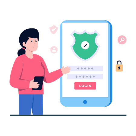 Mobile Login  Illustration