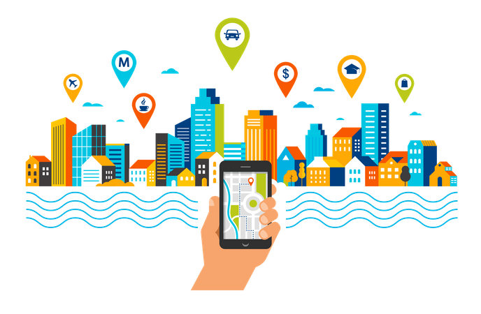 Mobile navigation app  Illustration