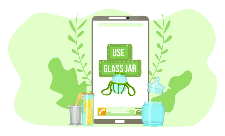 Mobile phone app suggesting to use glass jar  Illustration