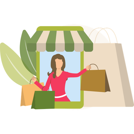 Mobile Shopping  Illustration