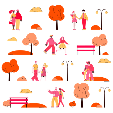 Modèle Sans Couture Pour La Saint Valentin Avec Des Couples De Rencontres  Illustration