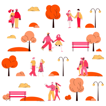 Modèle Sans Couture Pour La Saint Valentin Avec Des Couples De Rencontres  Illustration