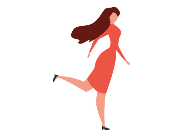 Modelo de moda femenina caminando  Ilustración