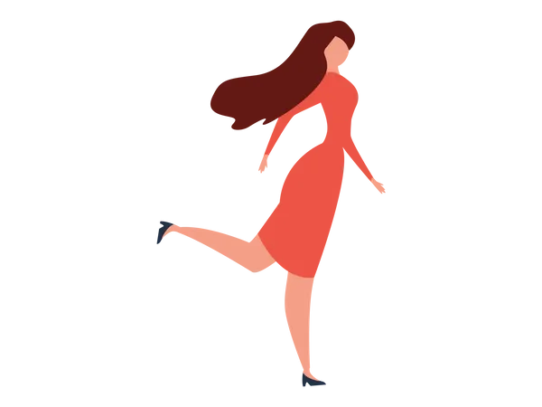 Modelo de moda femenina caminando  Ilustración