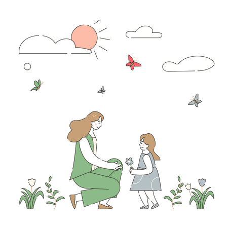 Mom's Day Out in Nature  Illustration