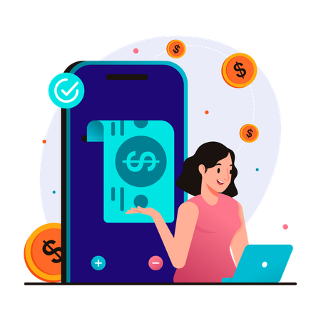 Money transfer using smartphone  Illustration