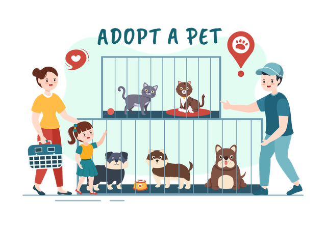 Mother and daughter in adoption center  Illustration