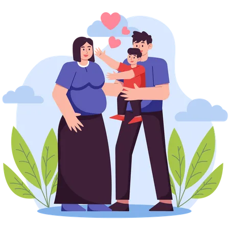 Mother and father loving their son  Illustration