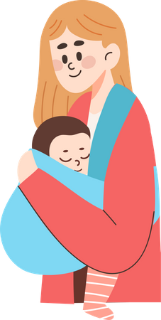 Mother carrying baby  Illustration