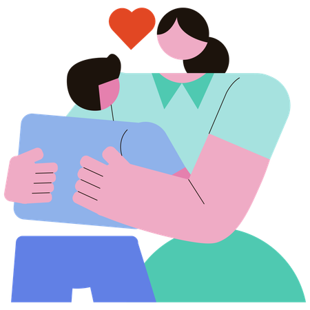 Mother Hugging son  Illustration