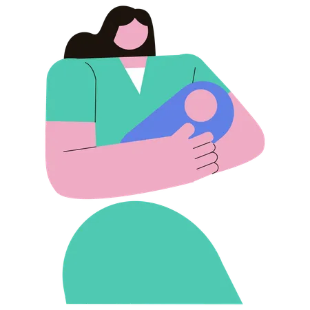 Mother with newborn baby  Illustration