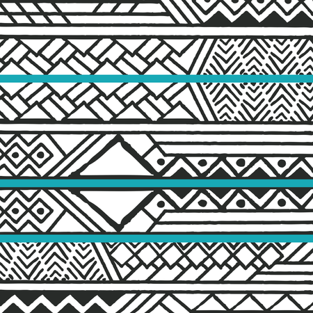 Modèle bohème coloré ethnique tribal avec des éléments géométriques, tissu de boue africain, design tribal  Illustration