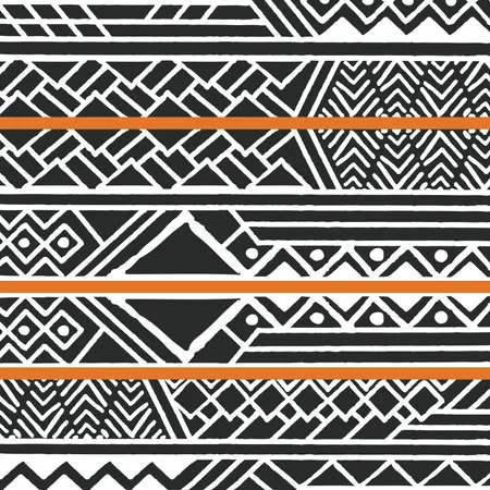 Modèle bohème coloré ethnique tribal avec des éléments géométriques, tissu de boue africain, design tribal  Illustration