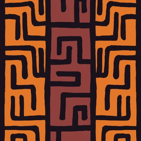 Modèle bohème coloré ethnique tribal avec des éléments géométriques, tissu de boue africain, design tribal  Illustration