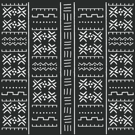 Modèle bohème coloré ethnique tribal avec des éléments géométriques, tissu de boue africain, design tribal  Illustration