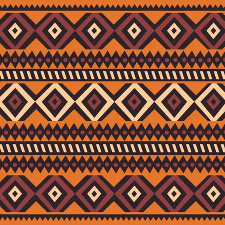 Modèle bohème coloré ethnique tribal avec des éléments géométriques, tissu de boue africain, design tribal  Illustration