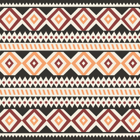 Modèle bohème coloré ethnique tribal avec des éléments géométriques, tissu de boue africain, design tribal  Illustration