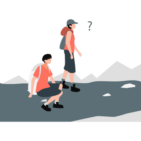 Mountain climbers do not know where to go next  Illustration