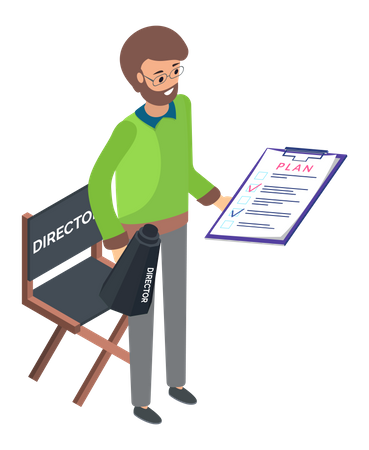 Movie director with plan list  Illustration