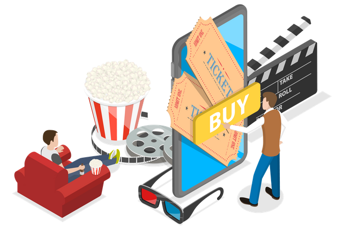 Movie Tickets Online  Illustration