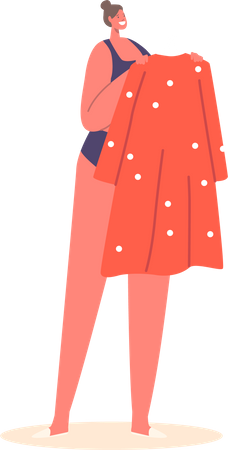 Mujer con vestido rojo  Ilustración