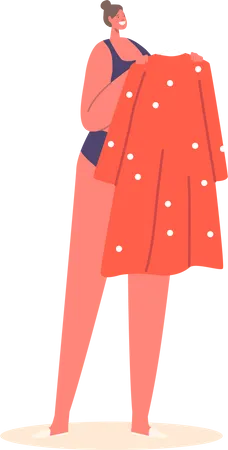 Mujer con vestido rojo  Ilustración