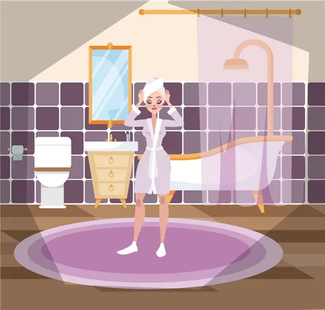 Mujer en el baño  Ilustración