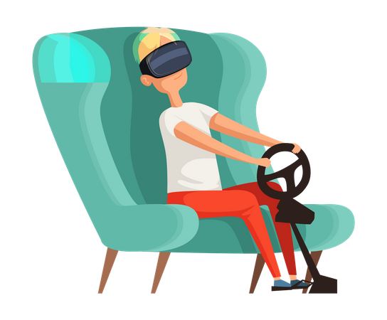 Mujer jugando juego de realidad virtual  Ilustración