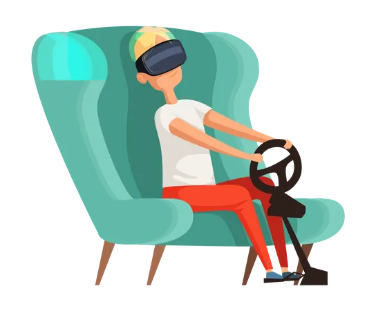 Mujer jugando juego de realidad virtual  Ilustración