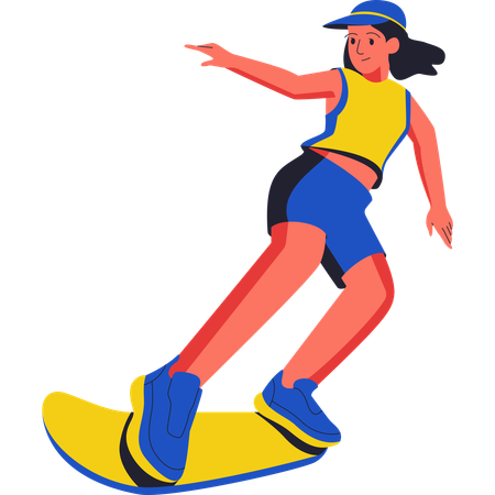 Skater femenino haciendo estilo libre  Ilustración