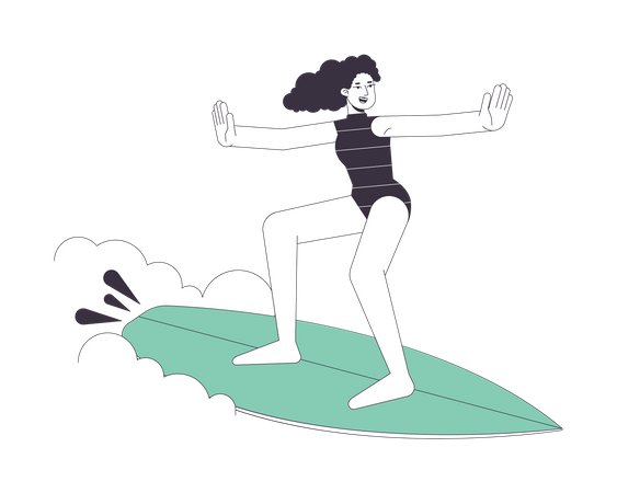 Mujer surfista  Ilustración