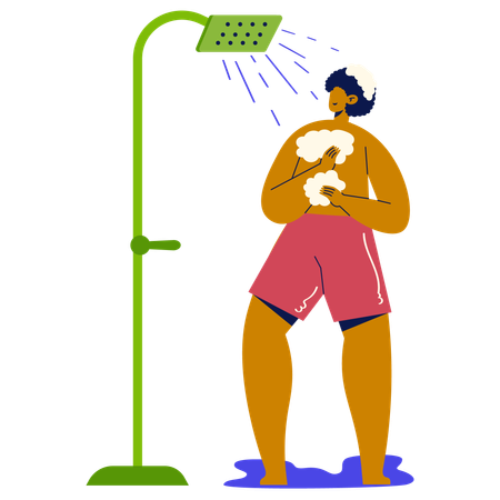 Mujer tomando ducha  Ilustración