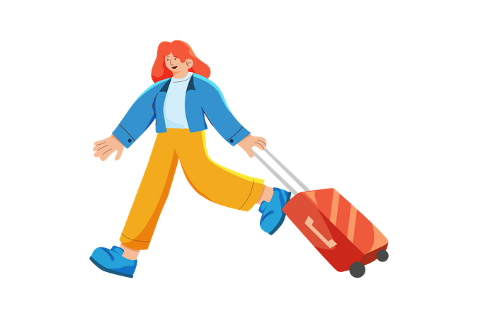 Mujer yendo a viajar  Ilustración