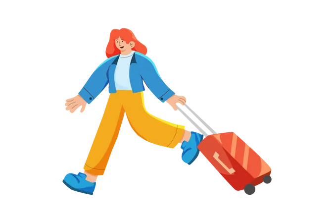 Mujer yendo a viajar  Ilustración