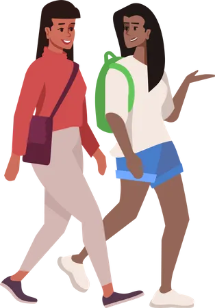 Mulatto schoolgirls talking  Illustration