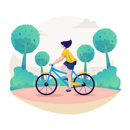 Mulher andando de bicicleta  Ilustração