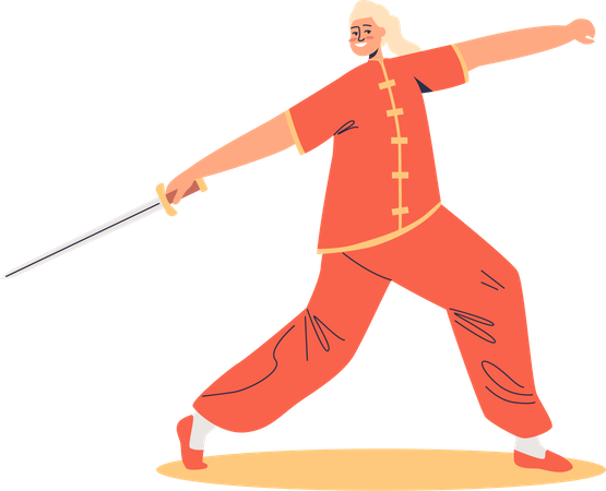 Mulher lutadora de kung fu  Ilustração