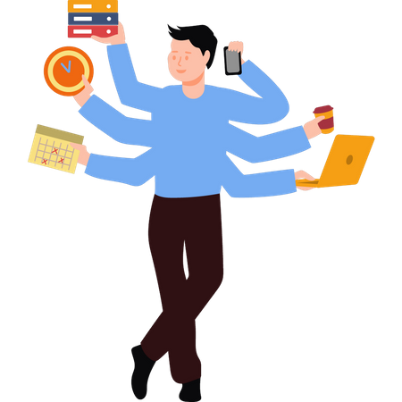 Multi-tasking employee  Illustration