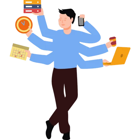 Multi-tasking employee  Illustration