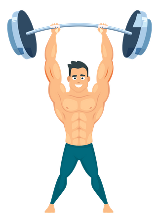 Muscular man lifting barbell  Illustration