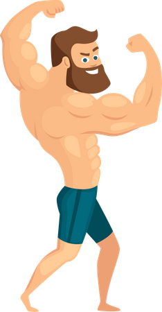 Muscular man showing arms  Illustration