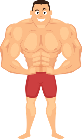 Muscular man with huge muscles  Illustration