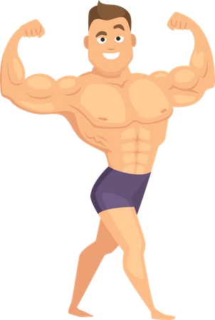 Muscular man with strong body  Illustration