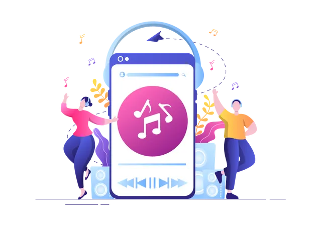 Music listening app  イラスト