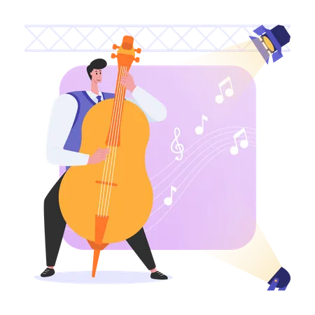 Musician Playing Cello With Fingers  イラスト