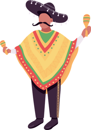 Musicien mexicain avec maracas  Illustration